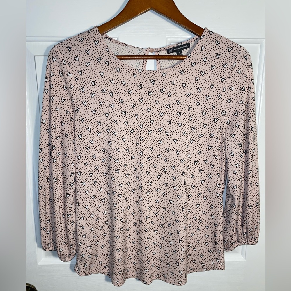 Adrianna Papelll Blush Pink Heart-Print Top
